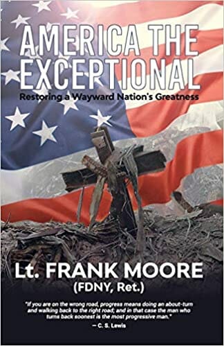 book cover with American flag and cross
